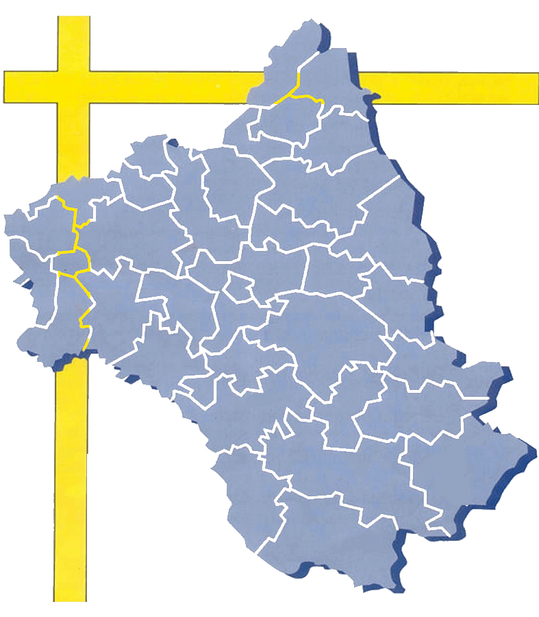 Carte des paroisses du diocèse de Rodez